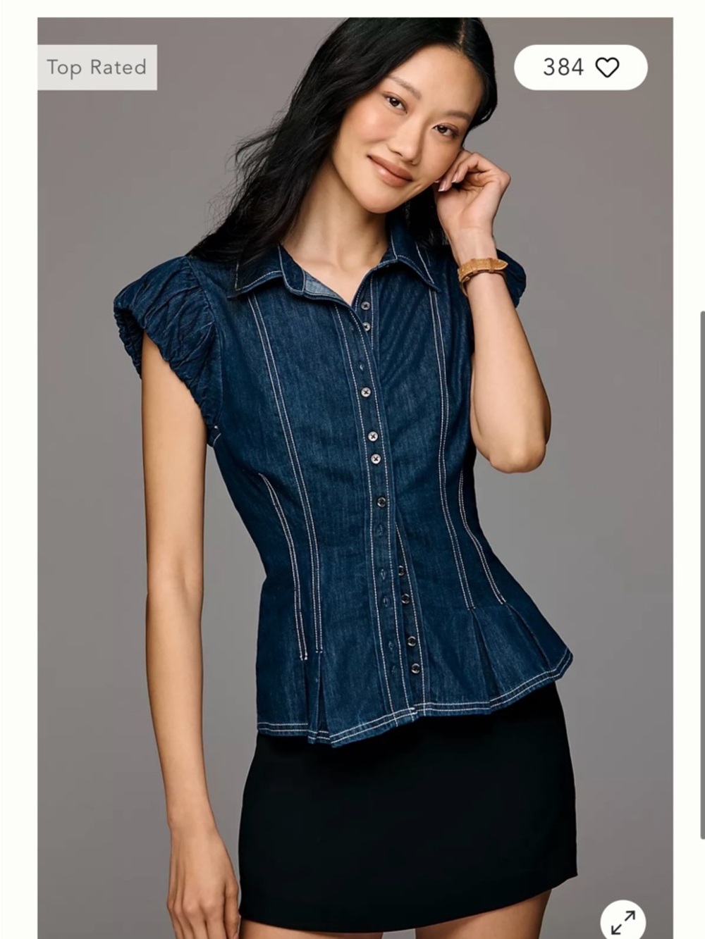 Anthropologie Pilcro  Denim Puff Sleeve Top